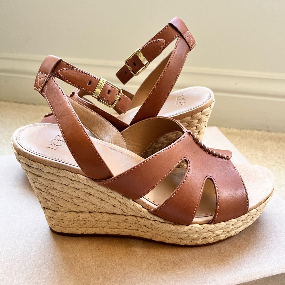 UGG  Women's Ankle-Strap Espadrille Platform Wedge Sandals